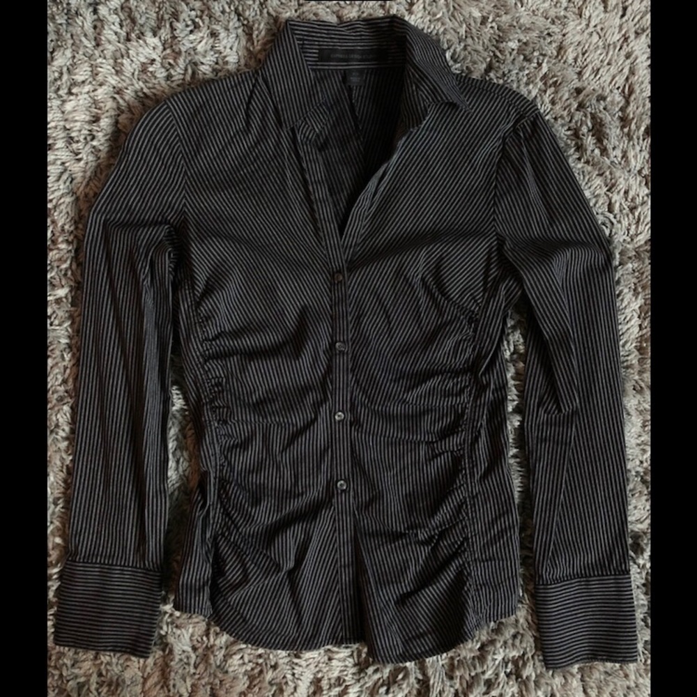Express black striped fitted button down